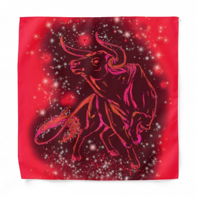 Bull Bandana Running In Red Starry Night (Front)