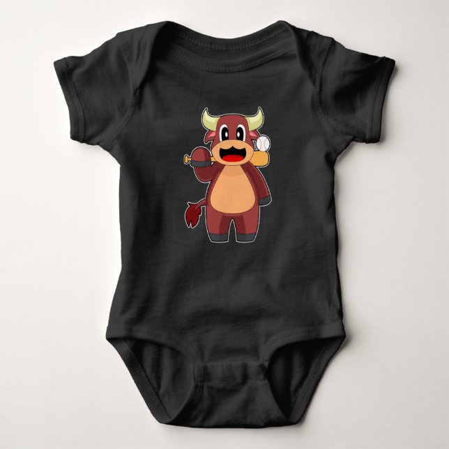 Bull Baseball Baseball bat Baby Bodysuit (Front)
