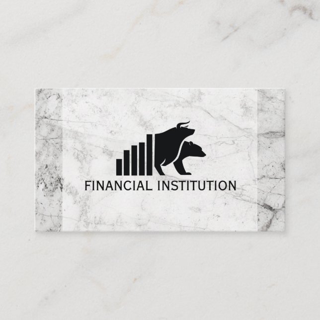 Bull Bear Bar Chart Logo | Financial Business Card (Front)