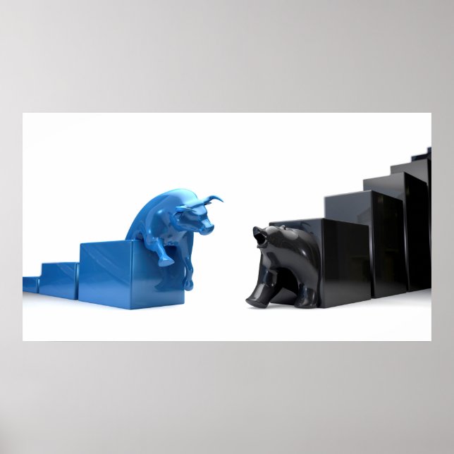 Bull & Bear Econonomic Trends Converge Poster (Front)