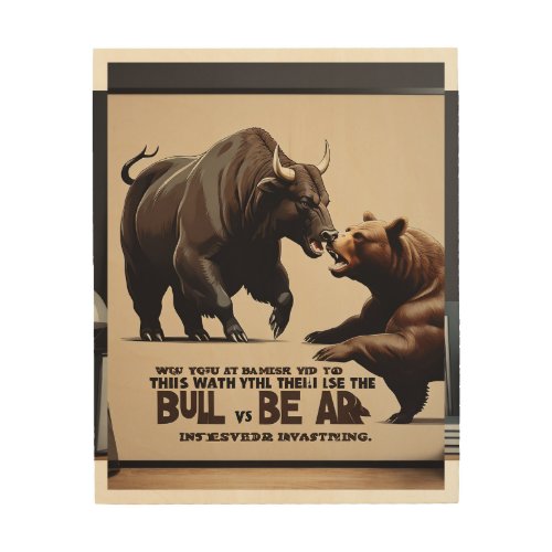 bull bear fight wood wall art