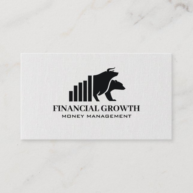 Bull Bear Logo | Bar Graph | Financial Business Card (Front)