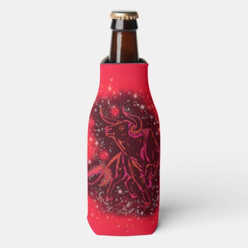 Bull Bottle Cooler Running In Red Starry Night