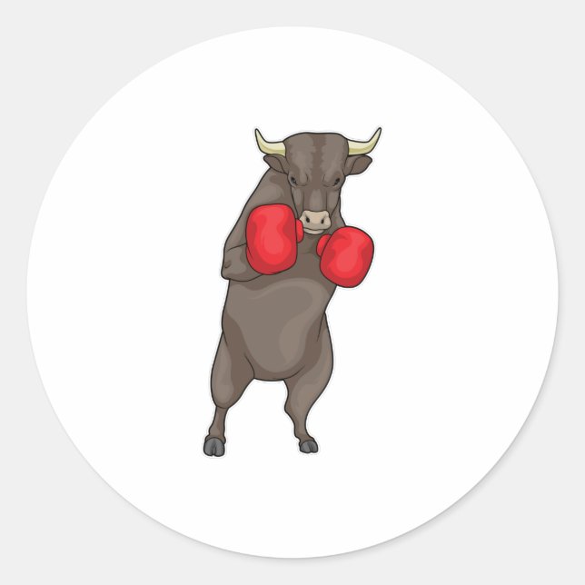 Bull Boxer Boxing gloves Classic Round Sticker (Front)