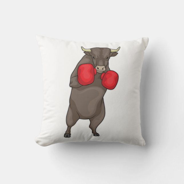 Bull Boxer Boxing gloves Throw Pillow (Front)