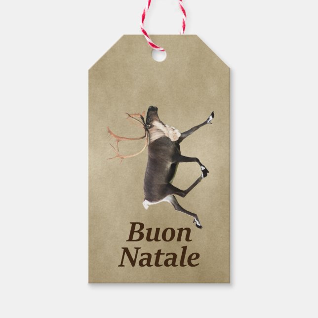 Bull Caribou - Buon Natale Gift Tags (Front)