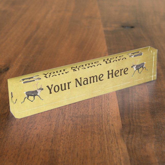 Bull Caribou Desk Name Plate (Side)