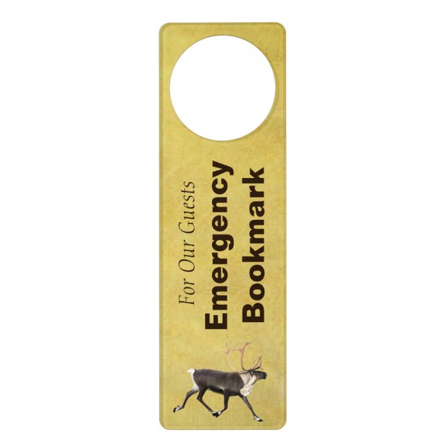 Bull Caribou Emergency Bookmark Door Hanger (Front)