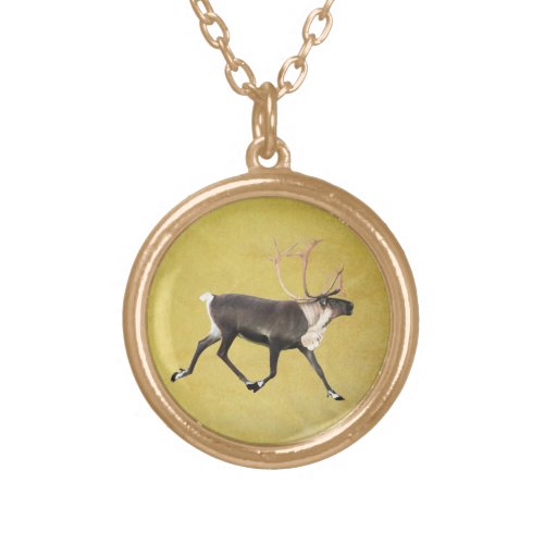 Bull Caribou Gold Plated Necklace