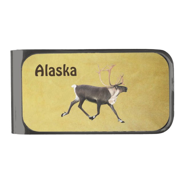 Bull Caribou Gunmetal Finish Money Clip (Front)