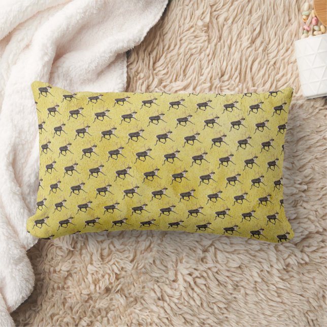 Bull Caribou Lumbar Pillow (Blanket)
