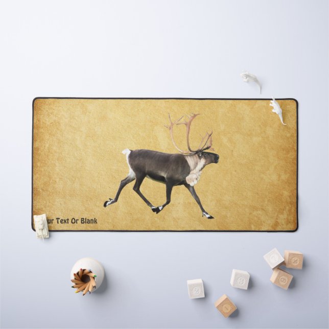 Bull Caribou On Old Paper Desk Mat (Kids Table)