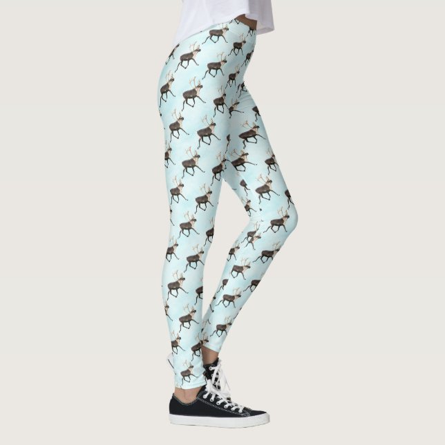 Bull Caribou On Snow Leggings (Right)