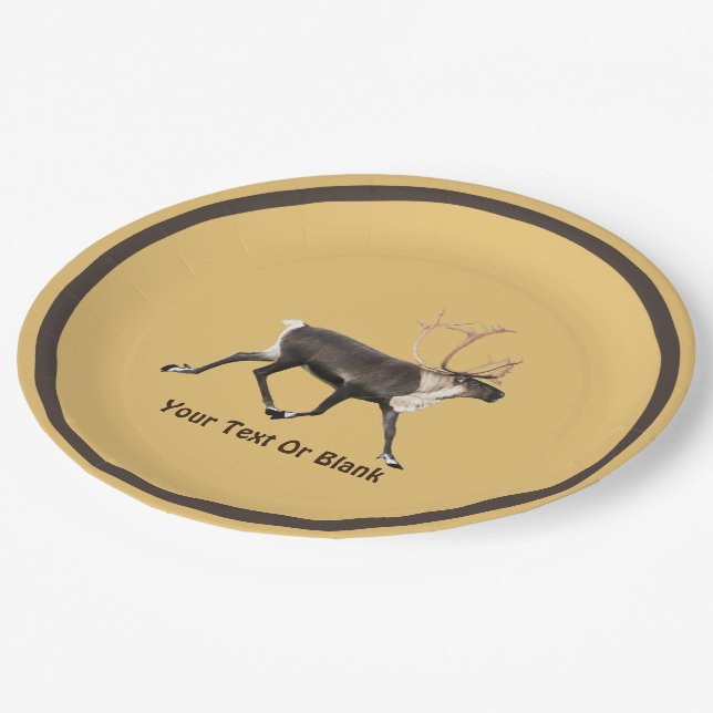 Bull Caribou Paper Plates (Angled)