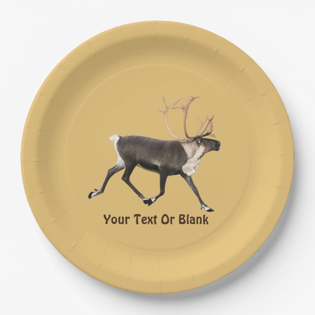 Bull Caribou Paper Plates (Front)