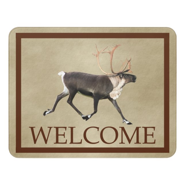 Bull Caribou (Reideer) - Welcome Door Sign (Contemporary Front)