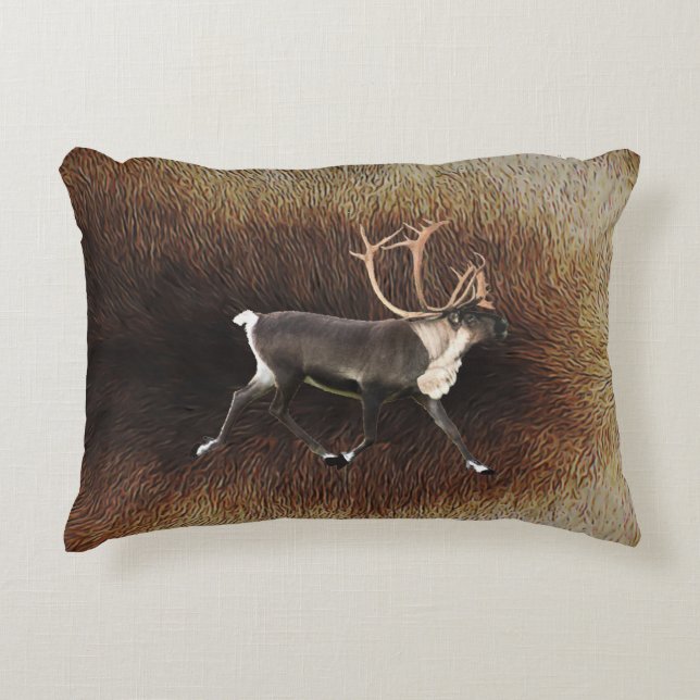 Bull Caribou (Reindeer) Decorative Pillow (Front)
