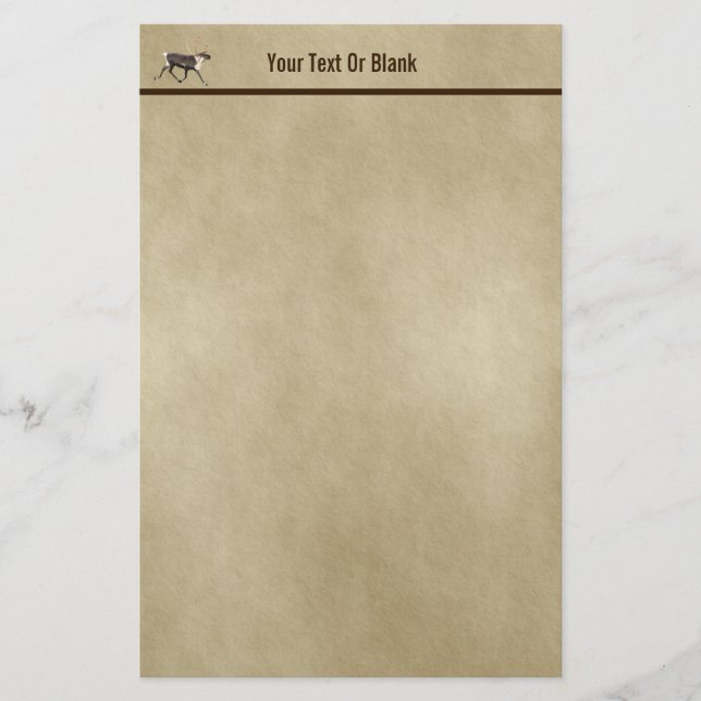 Bull Caribou (Reindeer) On Old Paper (Front)