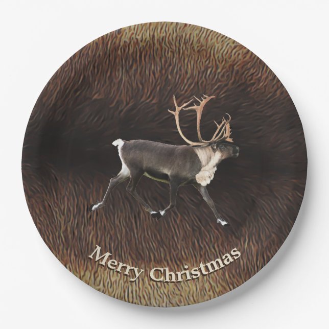 Bull Caribou (Reindeer) Paper Plates (Front)