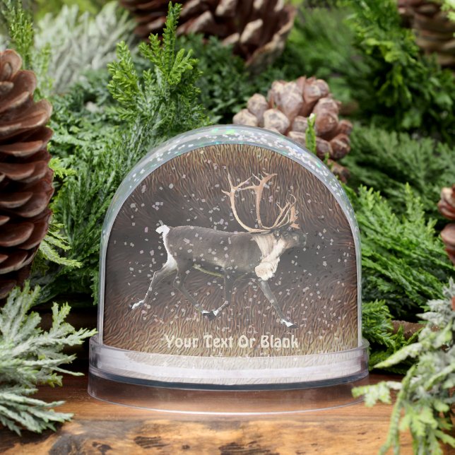 Bull Caribou (Reindeer) Snow Globe (Winter)