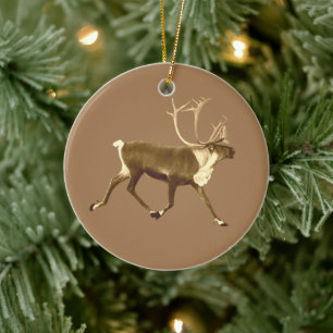 Bull Caribou - Sepia Ceramic Ornament