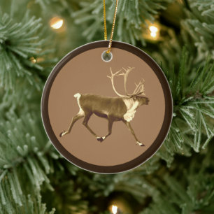 Bull Caribou - Sepia Ceramic Ornament
