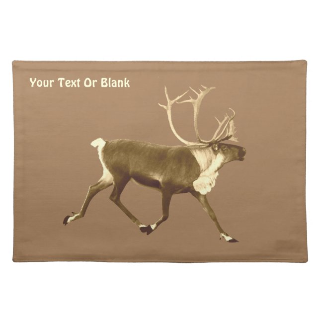 Bull Caribou - Sepia Cloth Placemat (Front)