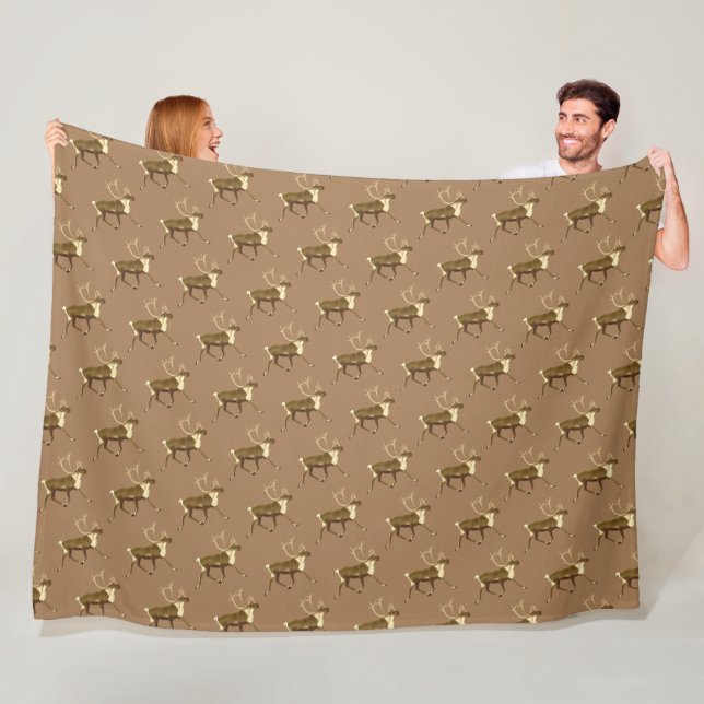 Bull Caribou - Sepia Fleece Blanket (In Situ)