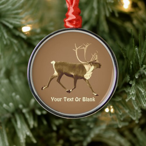 Bull Caribou _ Sepia Metal Ornament