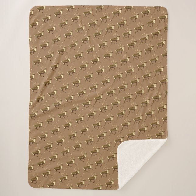 Bull Caribou - Sepia Sherpa Blanket (Front)