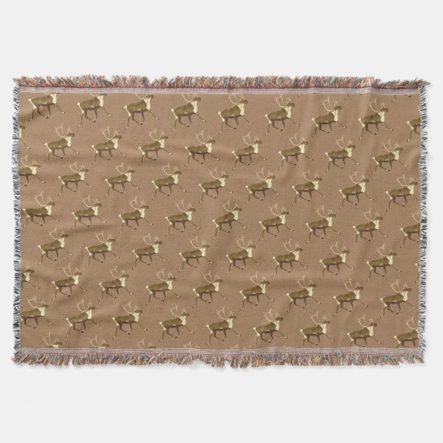 Bull Caribou - Sepia Throw Blanket (Front)