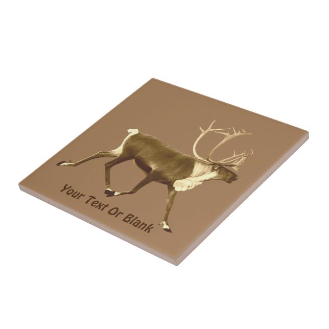 Bull Caribou - Sepia Tile (Side)