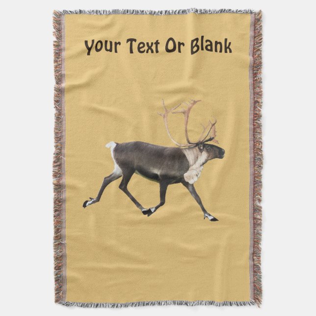 Bull Caribou Throw Blanket (Front Vertical)