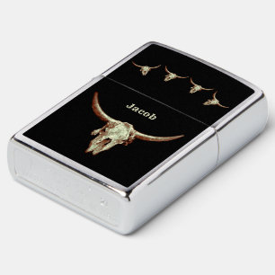 Bull Cow Skull Brown Country Western Rustic Style Zippo Lighter