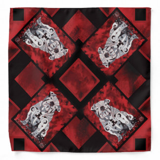 Bull Dog Bandana, Red, White, Black Contemporary Bandana