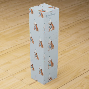 Bull Dog Birthday Party Hat Personel Wine Box