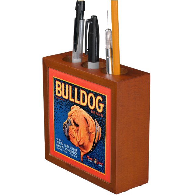 Bull Dog on a Blue Background Pencil/Pen Holder (In Situ)