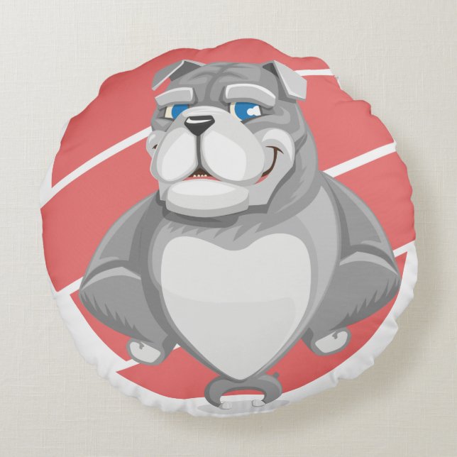Bull Dog Round Pillow (Back)