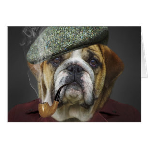 Bull Dog With Cap and Pipe