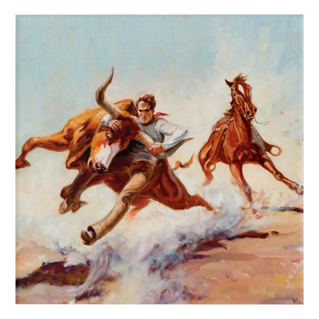 “Bull Dogger” Western Art by Will James (Front)