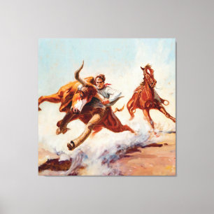 “Bull Dogger” Western Art by Will James Canvas Print