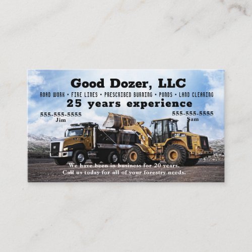 Bull Dozer Business Card