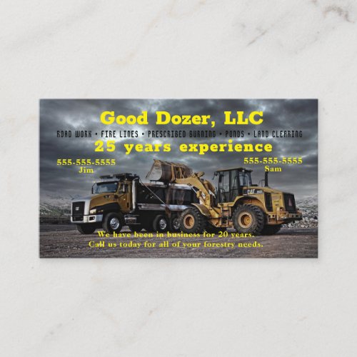 Bull Dozer Business Card