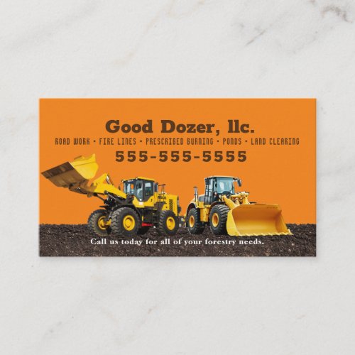 Bull Dozer Business Card 