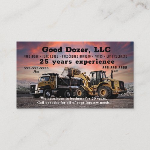 Bull Dozer Business Card