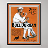 old bull durham tobacco poster Bull Durham Vintage Tobacco Ad Poster