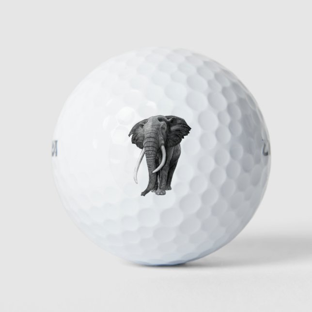 Bull elephant - Drawing in pencil Golf Balls (Front)