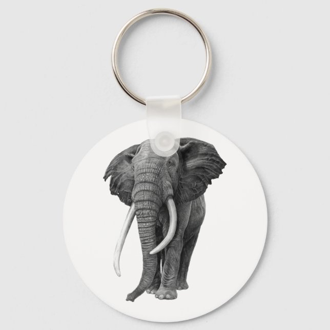 Bull elephant - Drawing in pencil Keychain (Front)