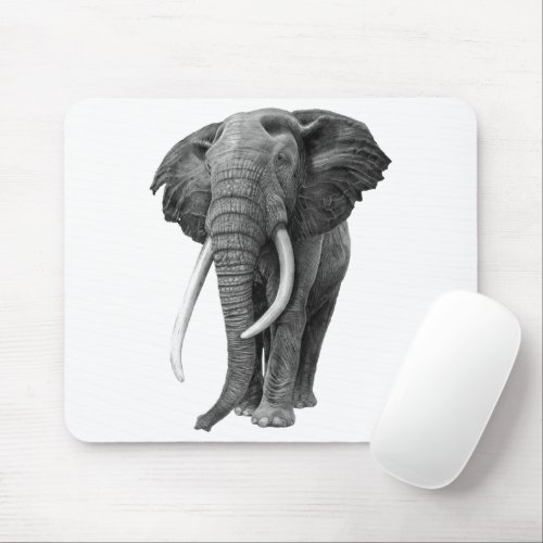 Bull elephant _ Drawing in pencil Mouse Pad