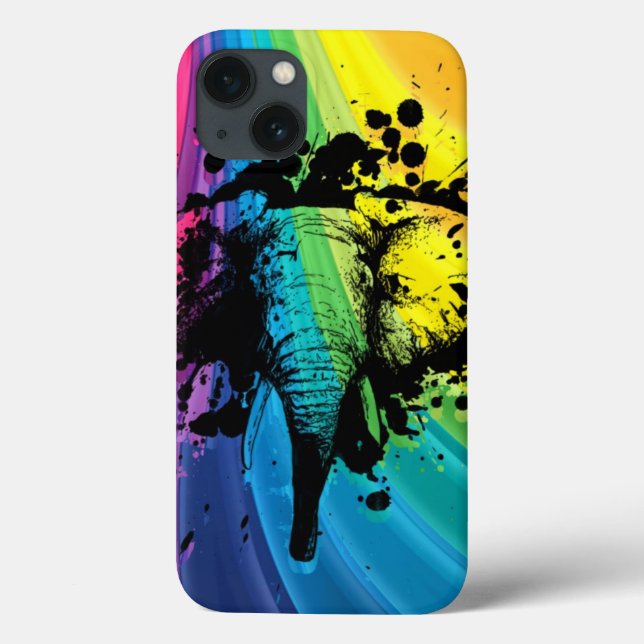 Bull Elephant Over Swirly Rainbow Case-Mate iPhone Case (Back)